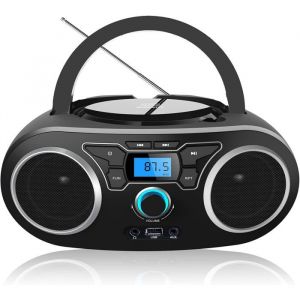 Lecteur CD avec Bluetooth Radio FM Stéréo avec Son Cristallin Lecture MP3/CD/CD-R Entrée USB &AUX-in Prise Casque Ecran LCD