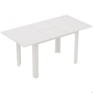 Table salle &agrave; manger extensible 120x160x80 plateau MDF laqu&eacute; blanc Table &agrave; manger rallonge int&eacute;gr&eacute;e surface facile dentretien