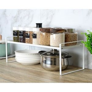 Cuisine M&eacute;tal Demi Etagere &Eacute;tag&egrave;re r&eacute;tractable pour Armoires de Comptoirs et Ustensiles 36-60*21*18cm - KELUODAE