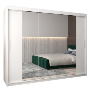 Armoire à 3 Portes Coulissantes avec Miroir, Tringle et Étagères - ABIKSMEBLE Tokyo 2 250 - 250x200x62 cm Blanc