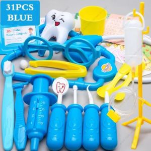 Jouet de docteur simulé - 31pcs bleu - Ensemble pour enfants - Stéthoscope - Équipement médical - Boîte