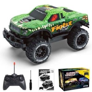 Voiture Telecommand&eacute; Monster Truck 2.4GHz 25 Km/h Voiture Radiocommand&eacute;e Tout Terrain avec LED pour Enfant de 4 5 6 8 Ans