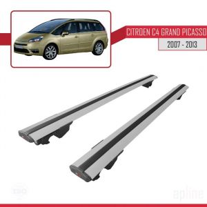 Compatible avec Citroen C4 Grand Picasso 2007-2013 HOOK Barres de Toit Railing Porte-Bagages de voiture Avec verrouillable Alu GRIS