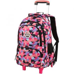 XJYDNCG 2 en 1 Sac &agrave; Dos avec roulettes - Cartable Fille a Roulette Primaire Enfant - Grande capacit&eacute; - 33x48x24 cm - Noir