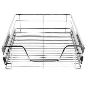 KEKE-Lot de 2 Tiroir Panier de Rangement T&eacute;lescopique pour placard - Rail inclus 50cm Cabinet - M&eacute;tal - 45 x 41 x 15 cm