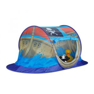 Relaxdays Tente de jeu pour enfant pop-up motif pirate intérieur et extérieur HLP: 68 x 170 x 85 cm polyester bleu