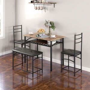 Table A Manger Avec Chaises Ens salle à manger 4p table+2chaises+banc compact petit espace cuisine marron