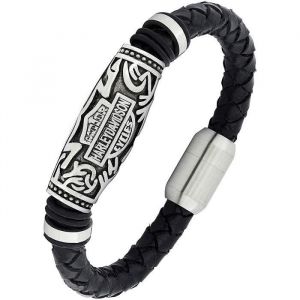 Bracelet de motard Harley 100% authentique Bracelet pour homme fait main en cuir noir souple et acier inoxydable[L237]