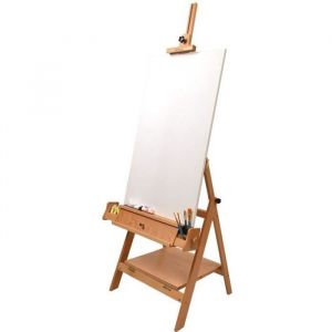 Artina Napoli Chevalet Bois de H&ecirc;tre avec 2 Tiroirs - Chevalet Peinture Stable Facile &agrave; Monter Hauteur & Inclinaison R&eacute;glable