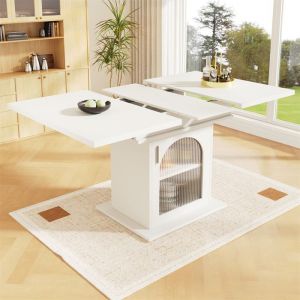 Table à Manger Extensible 4 a 6 Personne Table Cuisine Extensible avec Espace de Rangement Table a Manger Carrée Extensible