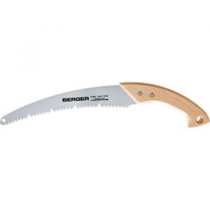 Scie arboricole BERGER - Lame chrom&eacute;e-courb&eacute;e avec denture &agrave; espace - Longueur de lame 330 mm