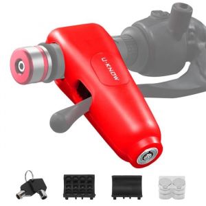 Antivol Bloque Levier de Frein + Alarme Universel Serrure pour Moto Scooter Vélo Rouge avec 2 Clés