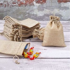 Sachets en Jute Sacs Cadeau avec Cordon 24 Pcs Petit Toile de Jute Pochettes pour Dragees Mariage Noël et Artisanat de Bricolage