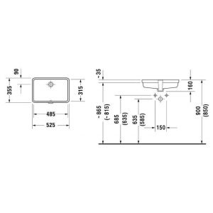 Duravit Vero Vasque &agrave; encastrer 485x315 mm avec WonderGliss blanc alpin 03304800001