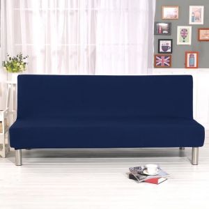 Housse de canapé - Housse clic clac - Bleu Marine - Déhoussable - Extensible - Matelassée