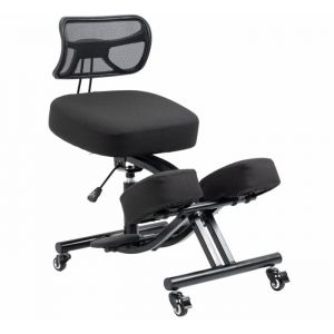 Kenoko OKNEEL PRO – Chaise Ergonomique en Lin avec Repose-Genoux  Chaise Réglable  Dossier Respirant & Roulettes  Noir