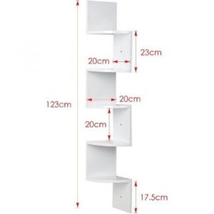 Etag&egrave;re Murale Blanche dAngle ZigZag - Homfa - HS045 - Contemporain - Design - 120 cm