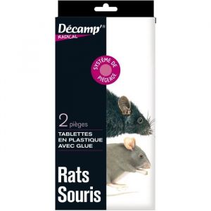 Lot de 2 pièges à rats/souris tablettes avec glu - DECAMP - Plastique