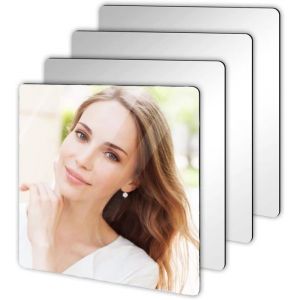 4 Miroir Autocollant 20 X 20 cm Miroir Adhésif Porte Miroir Mural Autocollant Miroir Collant Muraux Carrés Miroire Deco Murale