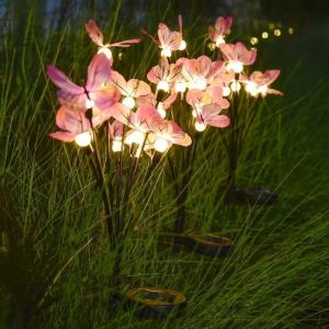 Lampadaire ext&eacute;rieurLanterne LED solaire imperm&eacute;able &eacute;clairage de paysage luminaire d&eacute;coratif dext&eacute;rieurforme de papillon 2pcs