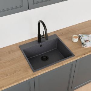 Evier Cuisine en Granit - Graphite Siphon &Eacute;vier au meble 60 Amber 1 bac STONESTYLE #8787