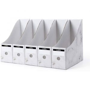 5 Pcs Porte-revues Fichier Boîte Range-revue pour Rangement Organisateur Document Papier A4 Magazine Livre de Bureau École (Blanc)