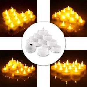 12 pcs Mini sans flamme LED Photophore th&eacute; Candle Light sans fum&eacute;e pour Hallowmas Xmas Party Bougies de noces S&eacute;curit&eacute; Home Bar D&eacute;co