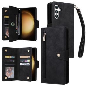 Etui Portefeuille en Cuir PU Samsung Galaxy S25 Plus/S24 Plus 6.7 Housse avec Rabat Magn&eacute;tique Fentes pour Cartes -Noir