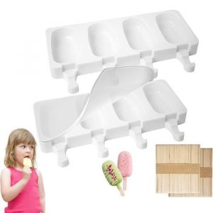 Moule Glace en Silicone Moule Magnum Cake 8 Cellules Moule Crme Glace avec 100 Btonnets et 2 Couvercles multicolore MOULE A GATEAU
