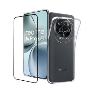 Coque pour Realme 14 Pro+ Plus 5G - housse etui silicone gel fine + verre trempe - TRANSPARENT TPU