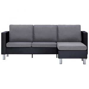 Sofa droit fixe - Clic Clac Canapé à 3 places - NEUF - avec coussins noir similicuir CA6748509