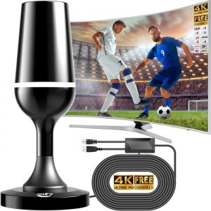 Antenne Tv Int&eacute;rieure Puissante Tnt Hd 2025 Le Plus R&eacute;cent Antenne Tv Int&eacute;rieur R&eacute;ception Longue Port&eacute;e &Agrave; 360&deg; Avec Base Magn&eacute;ti