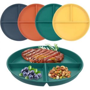Assiette à Compartiments - Incassable - 4PCS - Polypropylène - 23CM - Contrôle des Portions