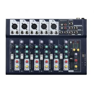 Professional Mixer  7-Channel 2-Bus Mixer/w USB Audio Interface for Recording DJ Stage Karaoke Music Application