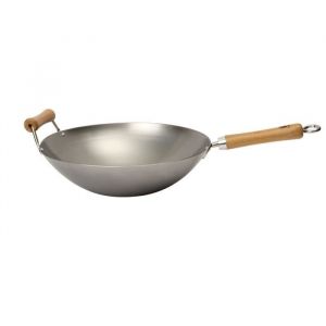 School of Wok: Wok &agrave; fond plat en acier au carbone Dexam School of Wok 36 cm 14 pouces
