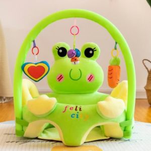 Fauteuil Bébé dès 3 Mois Chaise dApprentissage en peluche Avec Tige de Jeu Moelleux Siège de Soutien au SolGrenouille