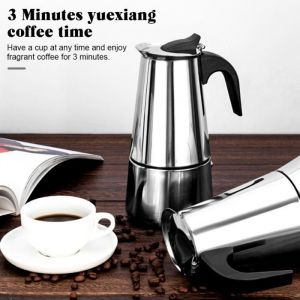 Cafetière italienne - MOMOTOU - Modèle 100ML - Acier inoxydable - 2 tasses - Filtre métallique
