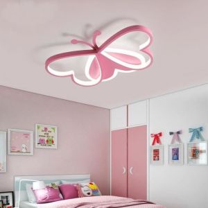 Rose Plafonnier 50cm 36W Nordic chambre denfant lampe de chambre à LED plafonnier infini lumière rose dessin animé papillon chambre