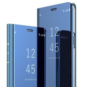 Étui Samsung Galaxy Note 9 Cuir Doux Slim Clear View Mirroir Cover avec Support Housse Protection Folio Samsung Note 9 Bleu