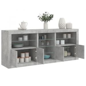 SALE 2025Meuble bas bahut vaisselier - Buffet avec lumi&egrave;res LED - Gris b&eacute;ton - 1815x37x67 cm6274 Kg 6746