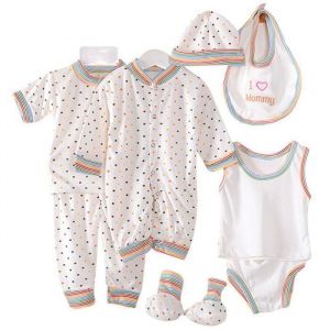 Unisexe Bébé 8 Pièces Layette Coffret Nouveau-né Bodys Pantalon Bébé Grenouillère Vêtements Ensemble Garçon Fille Blanc 0-3 mois