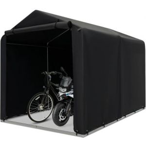 COSTWAY Abri de Rangement Extérieur 160 x 218 x 164 cm-en Acier Galvanisé-Porte Avant Enroulable-Housse en PE-Tente Garage Motos