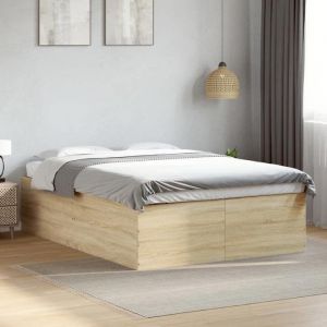 SALE 2025Structure/Cadre de lit - Lit 2 personnes - chêne sonoma - 140x190 cm50 Kg 7213