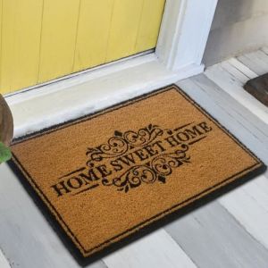Paillasson en fibres naturelles de Coco - TEPPICH-TRAUM - HOME SWEET HOME - Noir - Rectangulaire - 60 x 90 cm