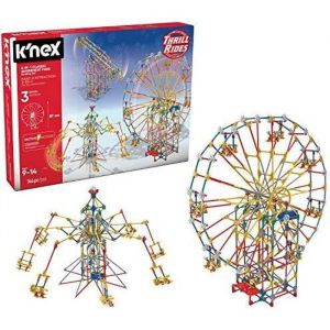 KNEX- Thrill Rides-Jeu Construction-Parc Attraction 3 Manèges Motorisés, 17035, Bleu 17035