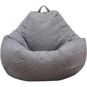 Housse de Pouf Poire AMOUNE - Tissu Gris - 90 x 80cm - Pour Adulte et Enfants