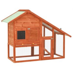 Clapier lapin en bois Haut de gamme - Cage Clapier Cage &agrave; Lapin Rouge 140x63x120 cm Bois de sapin massif &609857&Tendances&