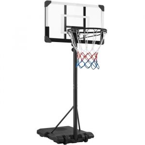 Yaheetech Panier de basket Portable R&eacute;glable en Hauteur 216-246 cm Panier de Basket Ext&eacute;rieur- Int&eacute;rieur Noir et blanc