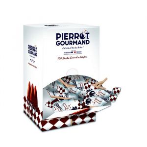 Boite de 100 sucettes caramel 1.3Kg Pierrot Gourmand