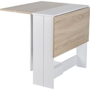 (Blanc et ch&ecirc;ne naturel) Table Pliante avec 2 Abattants 103 x 76 x 734 cm Contemporain keisha
